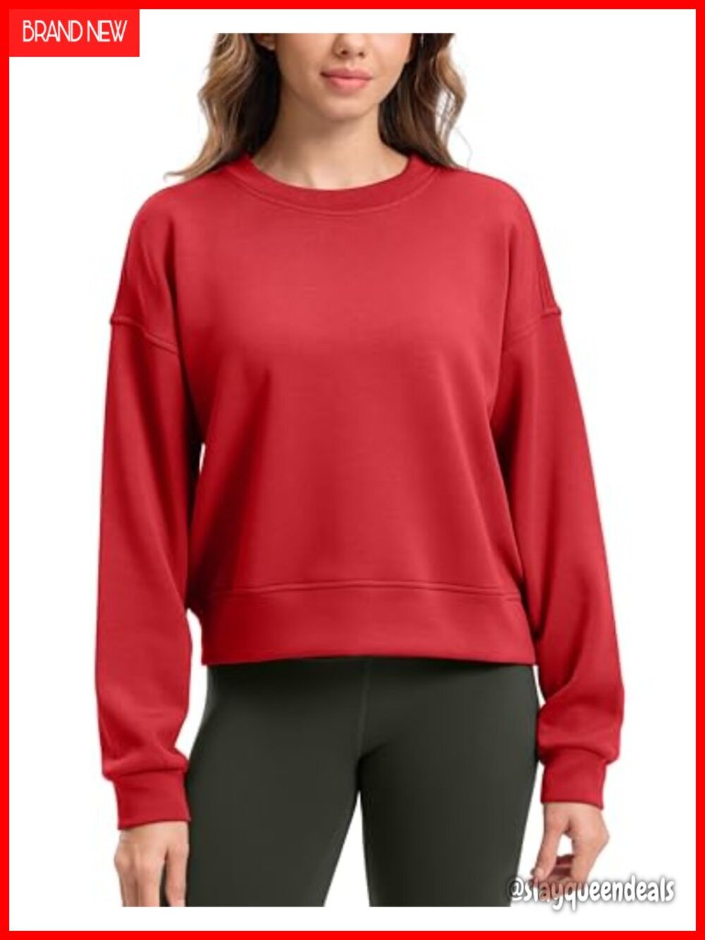 Fleece Cropped Sweatshirt Crewneck Pullover Long Sleeve Workout Crop Top